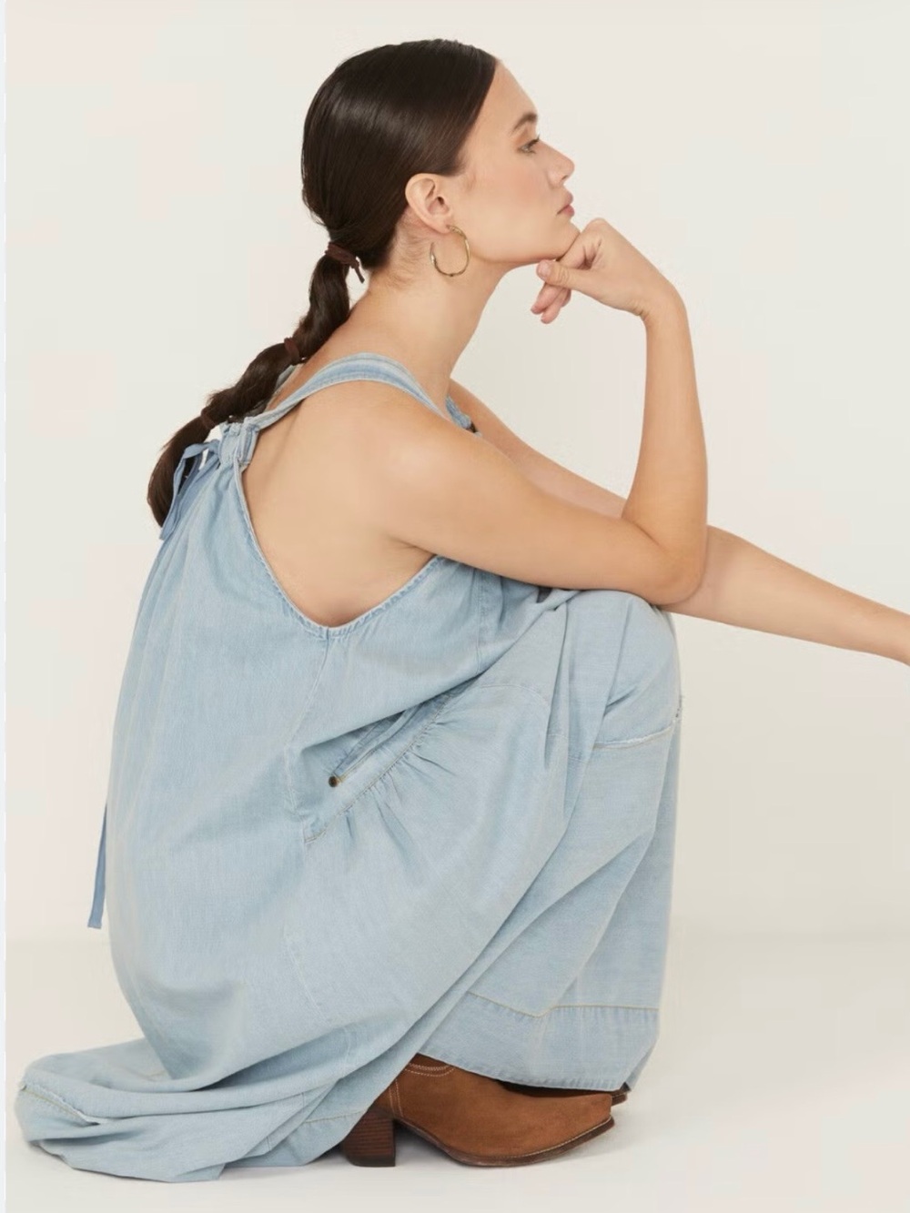 New Free People Machu Barrel Overall Midi Dress - Picture 7 of 16